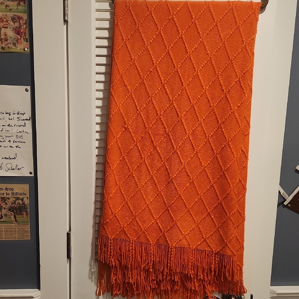 Orange Textured Throw Blanket